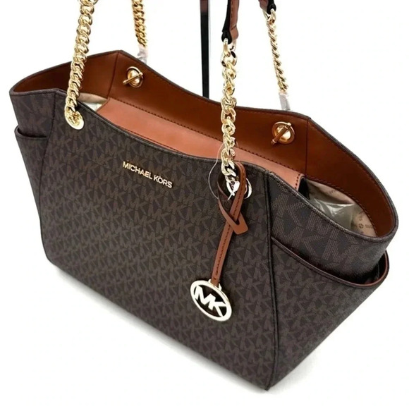 Michael Kors Large Jet Set Travel Chain Shoulder Bag & Continental Wallet Brown - Picture 5 of 15